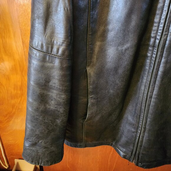 Men's 2XLT R&O By Reilly Olmes Full Zip Black Leather Bomber Jacket/Coat - Picture 7 of 12